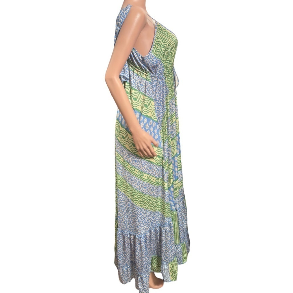 ANISA Women’s Open Back V- Neck Maxi Dress 100% silk - Picture 3 of 13
